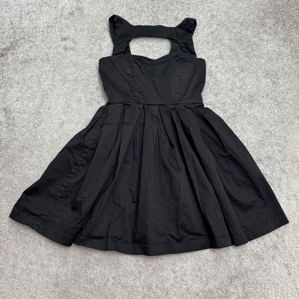 Trixxi Cut Out Fit & Flare A-Line Mini Dress Womens Small Black Sweetheart Neck